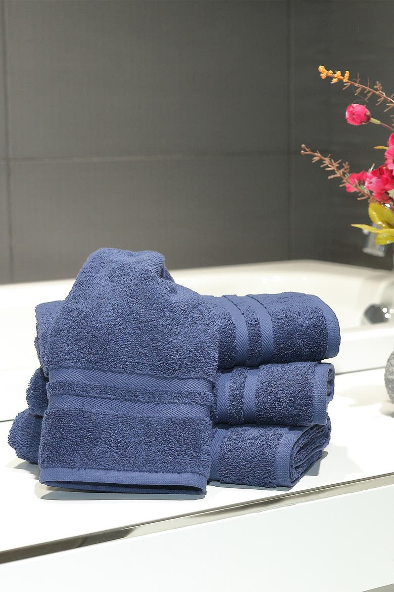 Denzi Hand Towels - Set of 4 - Twilight Blue, Alternate, color, TWILIGHT BLUE