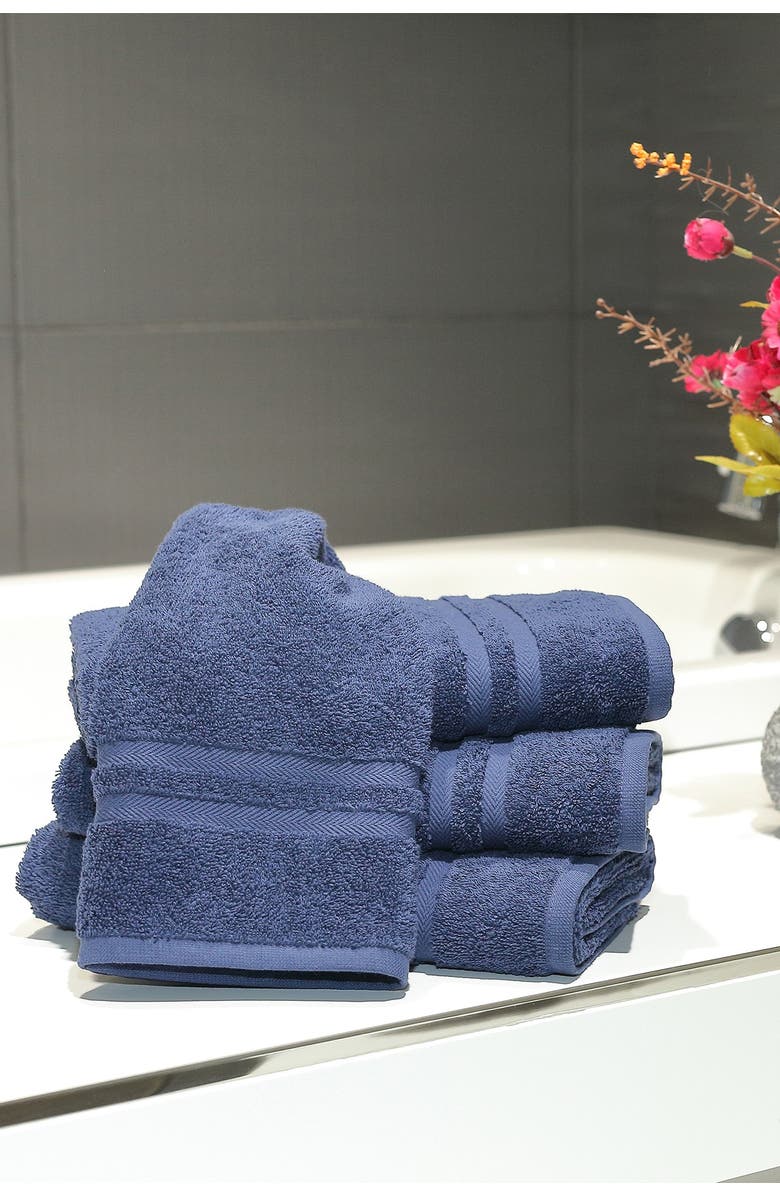Linum Home Textiles Denzi Hand Towels - Set of 4 - Twilight Blue, Alternate, color, Twilight Blue