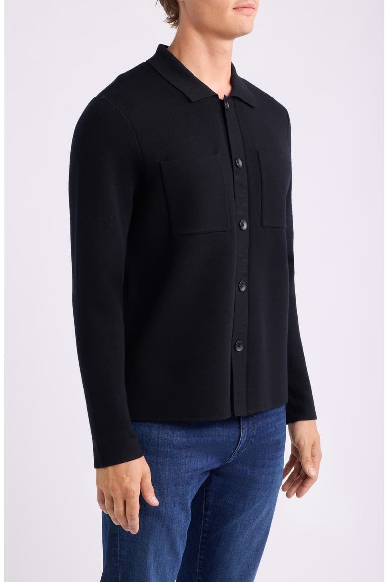 Merino Wool Blend Button Front Cardigan, Alternate, color, BLACK