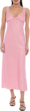 bebe Lace Trim Crushed Satin Slipdress