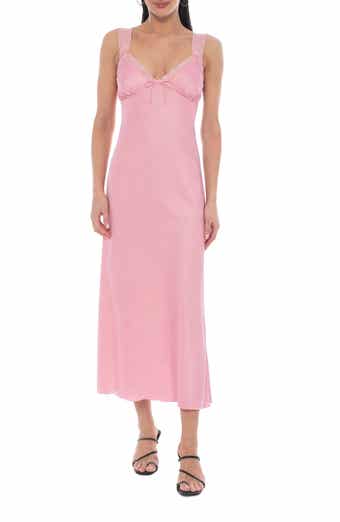 Lace Trim Crushed Satin Slipdress