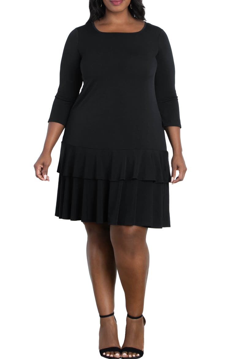 Tiered Ruffle Cocktail Dress, Main, color, BLACK NOIR