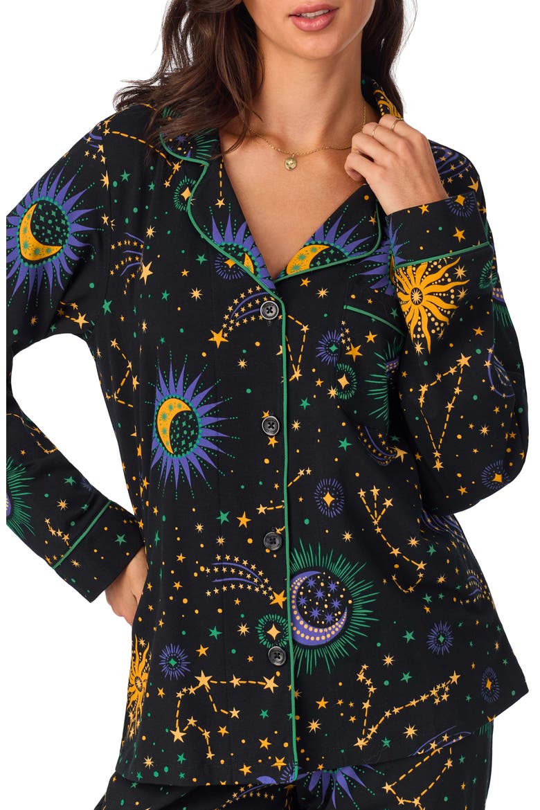 Print Stretch Organic Cotton Jersey Pajamas, Alternate, color, NIGHT SKY