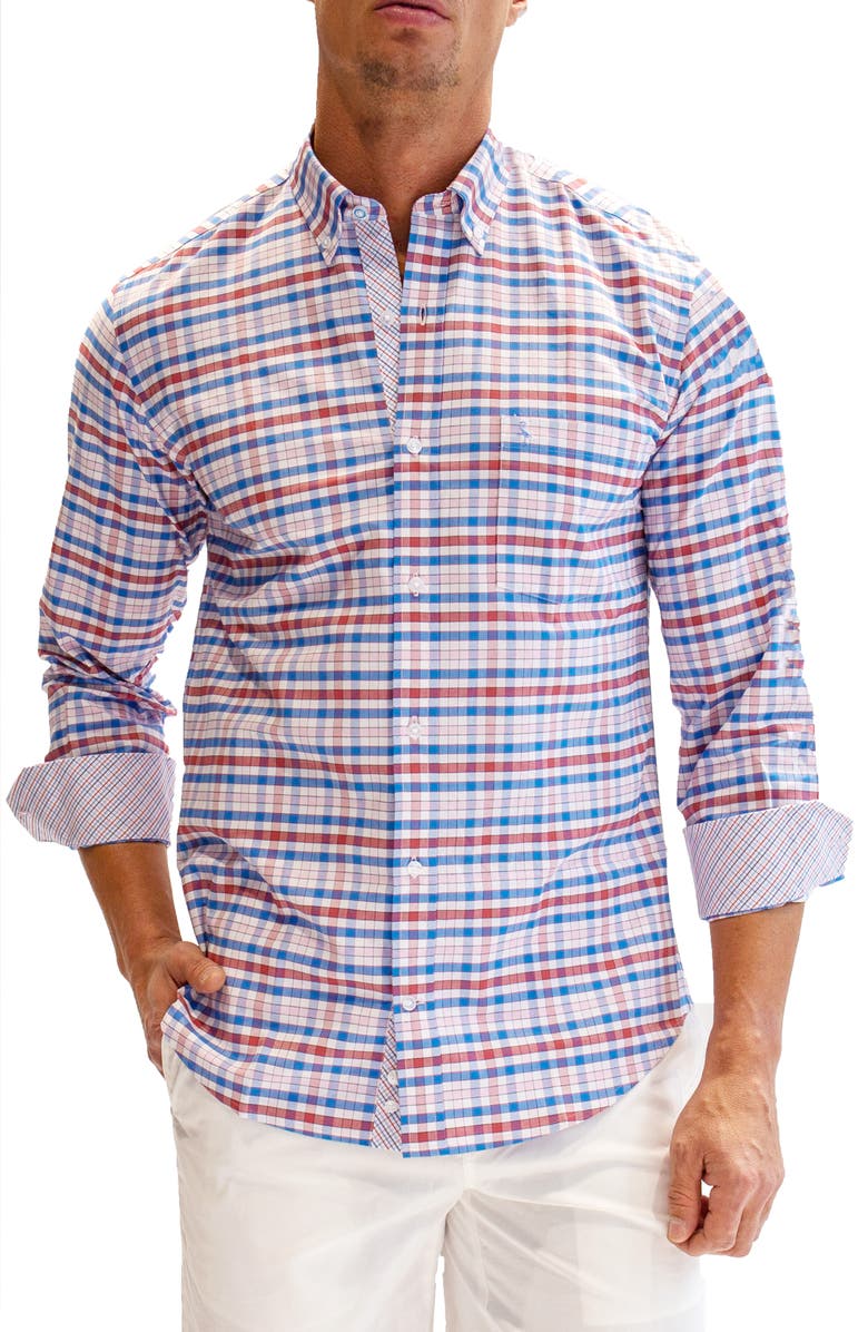 TailorByrd Regular Fit Heritage Plaid Cotton Button-Down Shirt, Main, color, White