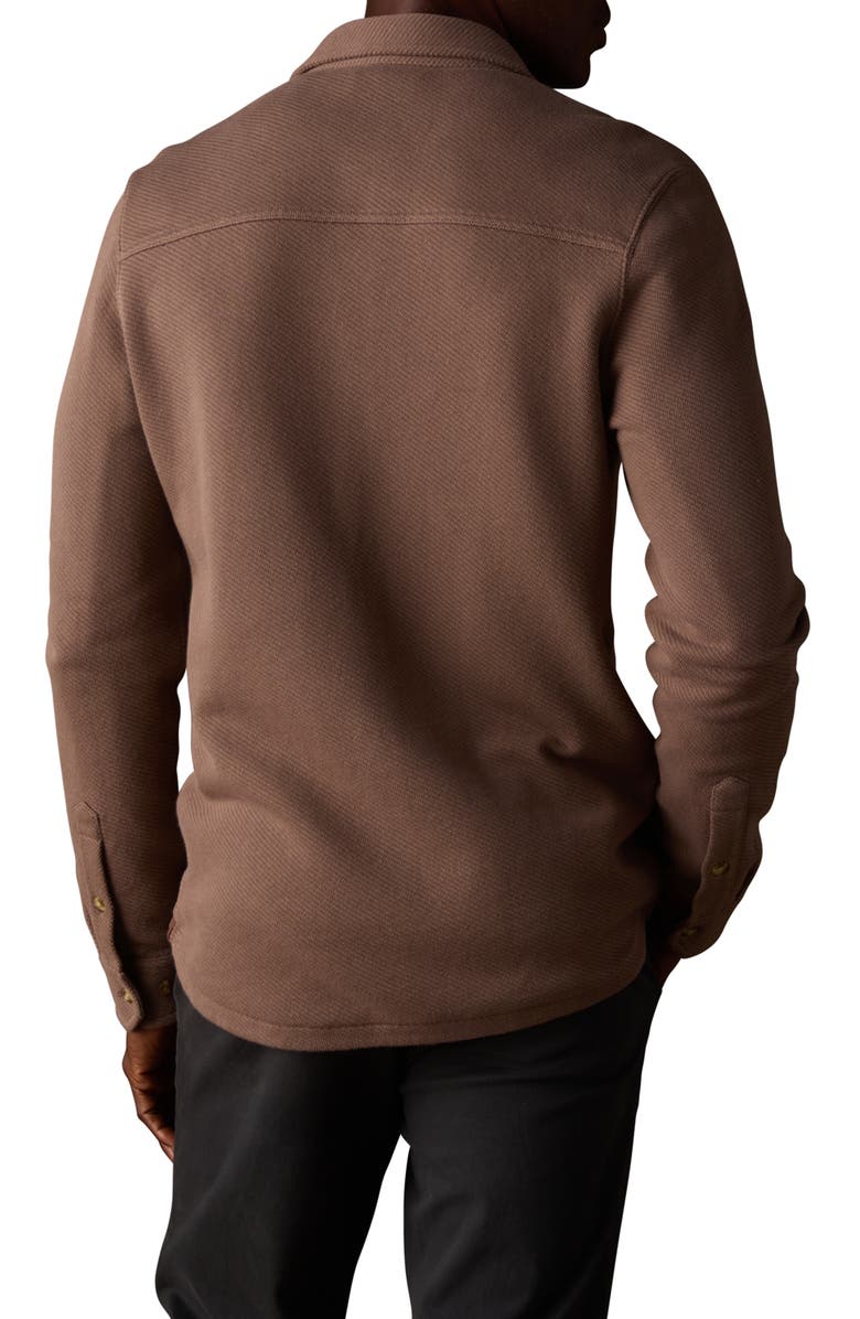 The Normal Brand Looped Terry Button-Up Shirt, Alternate, color, Cedar