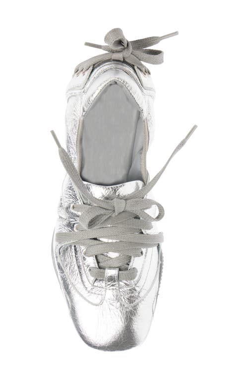 Acne Studios Ballerinas Aus Metallic-leder In Silver/grey