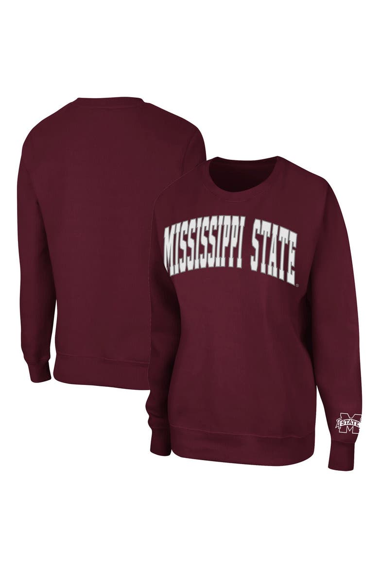 Women's Colosseum Maroon Mississippi State Bulldogs Campanile Pullover Sweatshirt, Main, color, Maroon