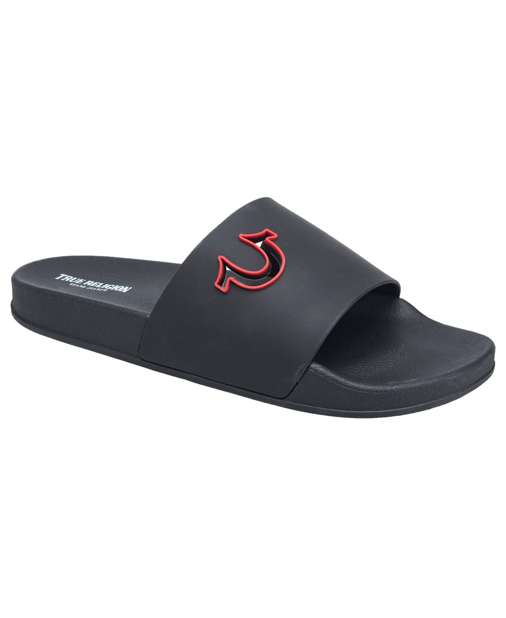 True Religion Russell Chopout Logo Slide, Main, color, Black