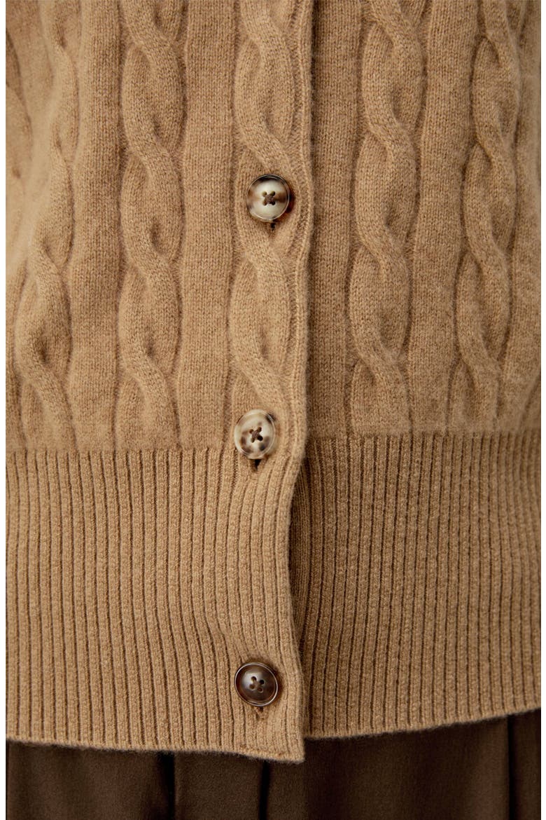 Women's Baby Cashmere Cable-Knit Cardigan, Alternate, color, Camel