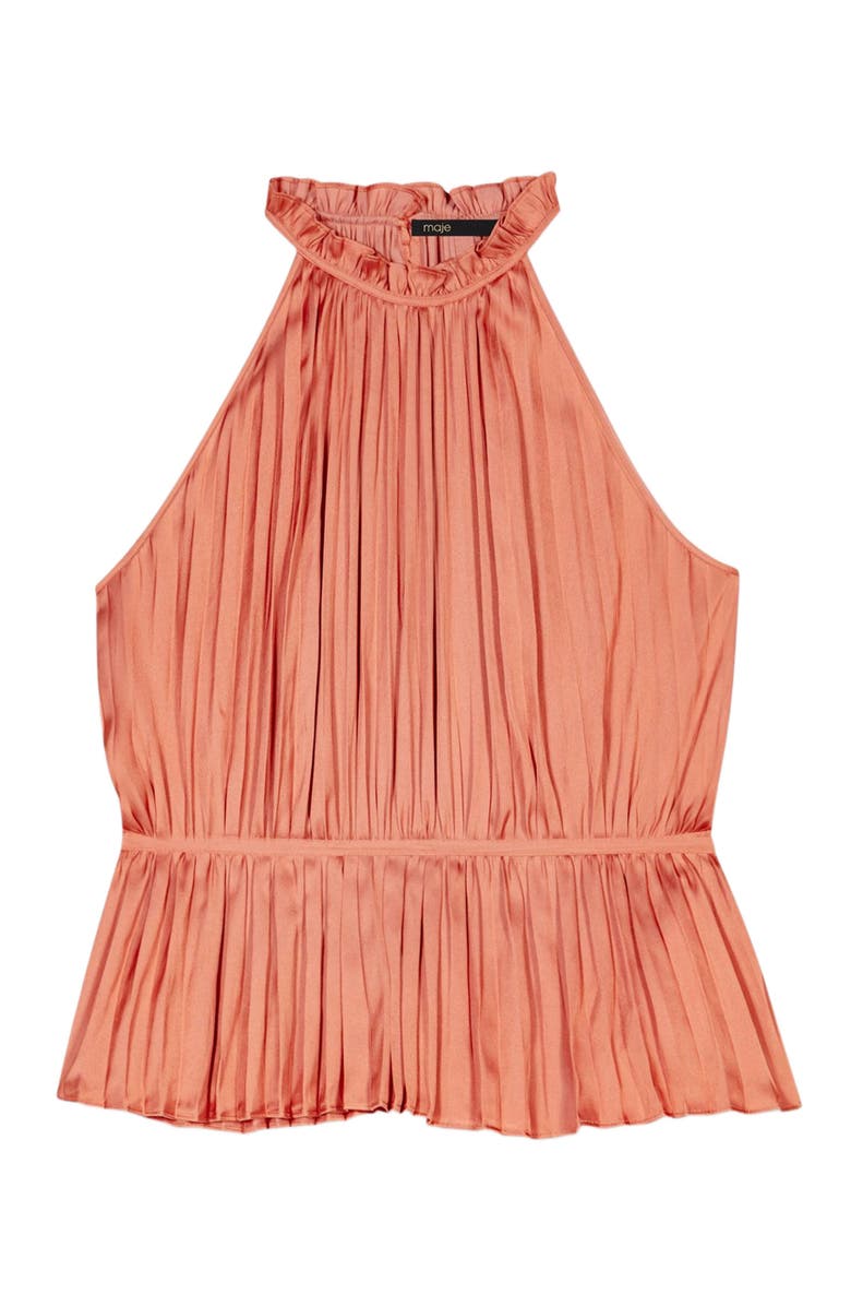 maje Sleeveless pleated top, Main, color, 