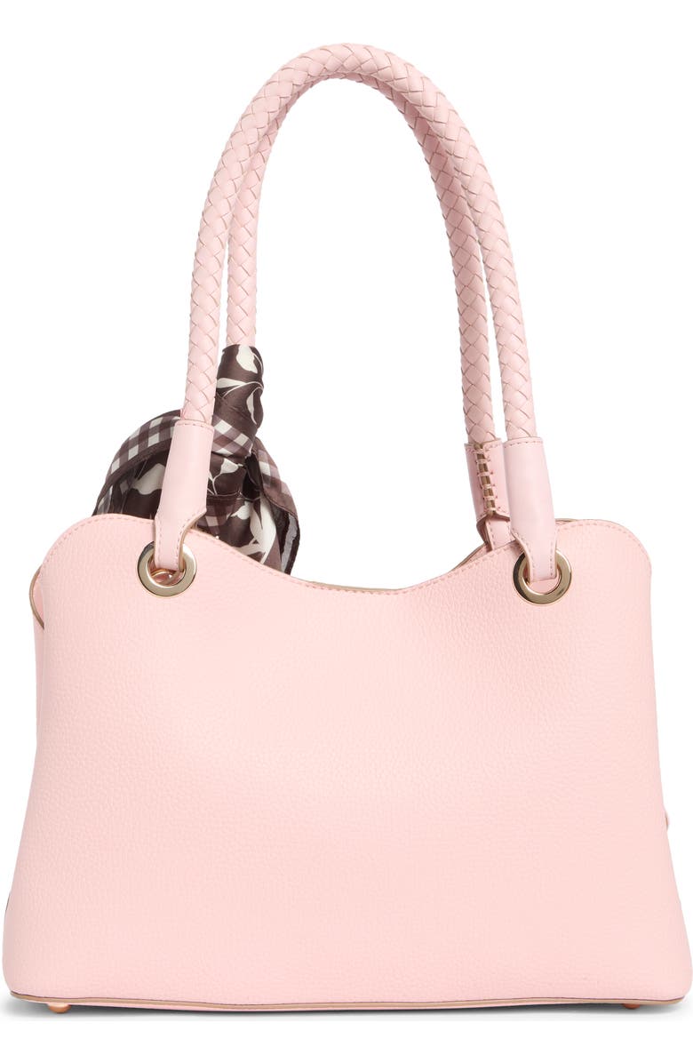 Nanette Lepore Sybil Braided Handle Shoulder Bag, Alternate, color, Peachy Pink-Maple Gingham