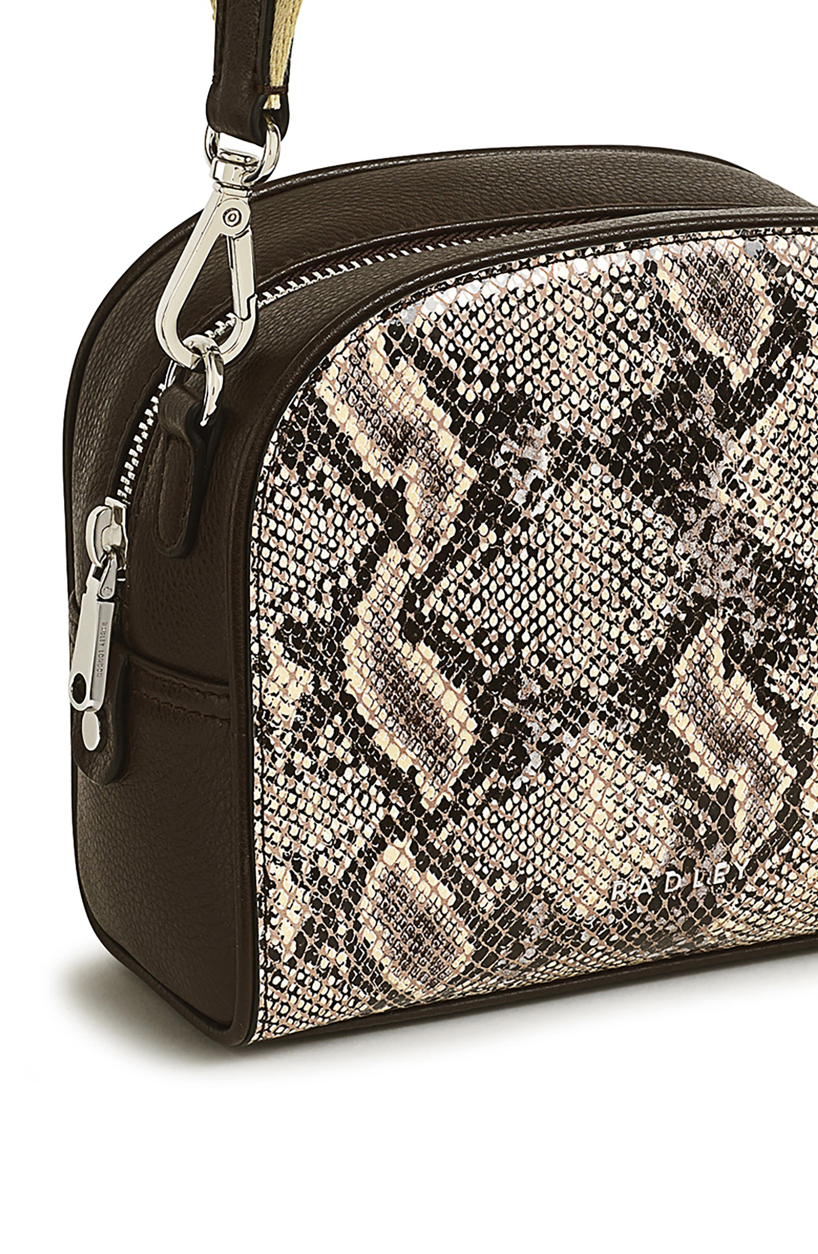 Radley Arden Crescent Leather Crossbody Bag, Alternate, color, Chalk/Snakeskin Print