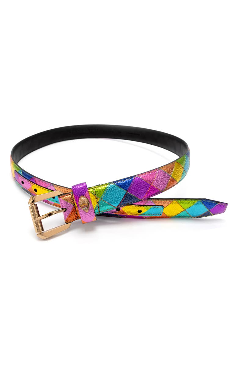 Kurt Geiger London Stained Glass Leather Belt, Alternate, color, Rainbow Multi