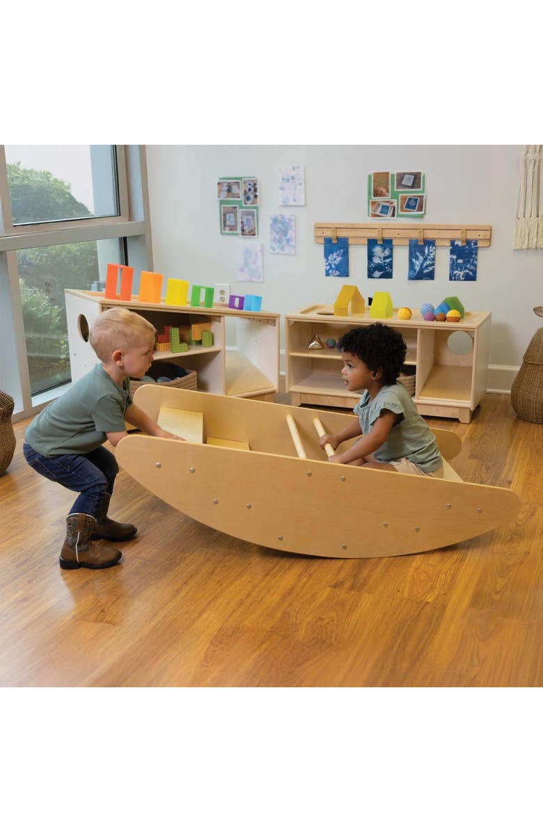 Kaplan Early Learning Company Wooden 2-in-1 Rocky Boat & Climbing Play Structure, Alternate, color, Beige