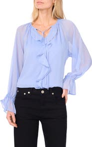 Vince Camuto Ruffle Detail Long Sleeve Top