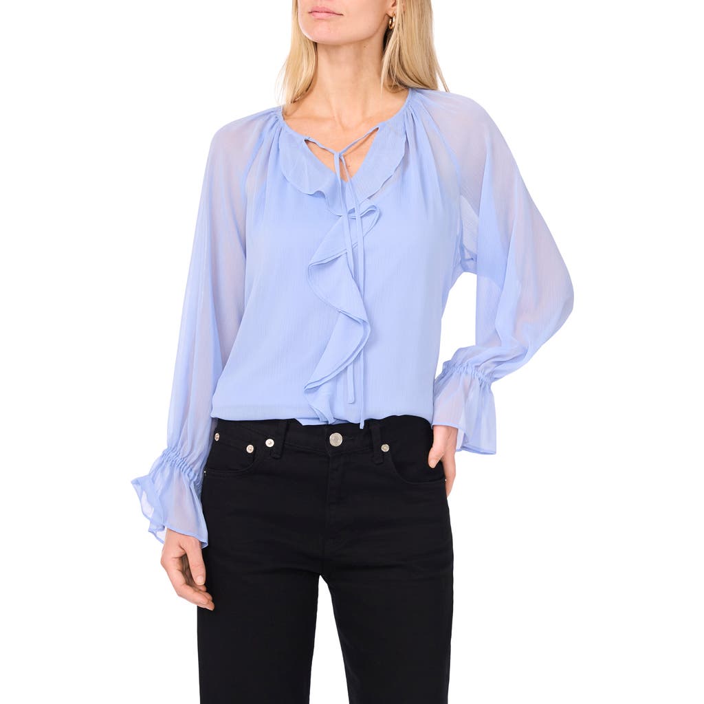 Vince Camuto Ruffled Front Long Sleeve Blouse In Gold