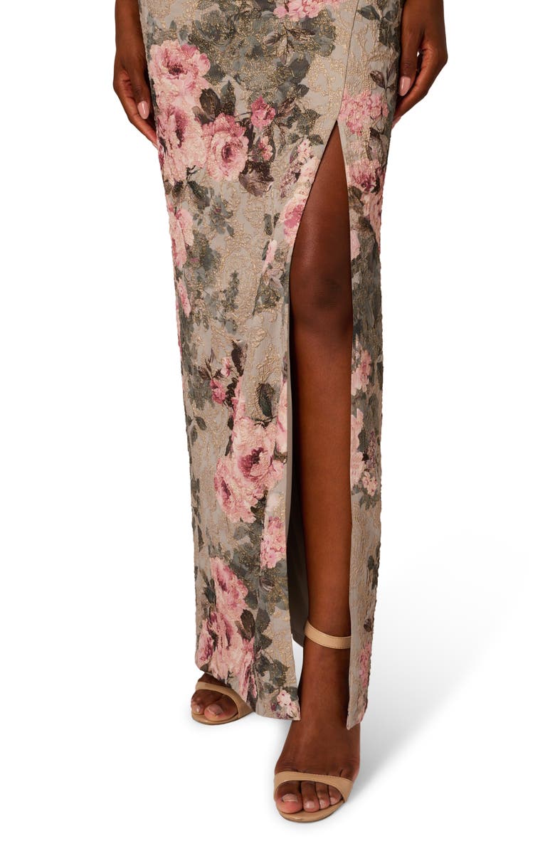 Adrianna Papell Metalasse Off the Shoulder Stretch Column Gown, Alternate, color, 