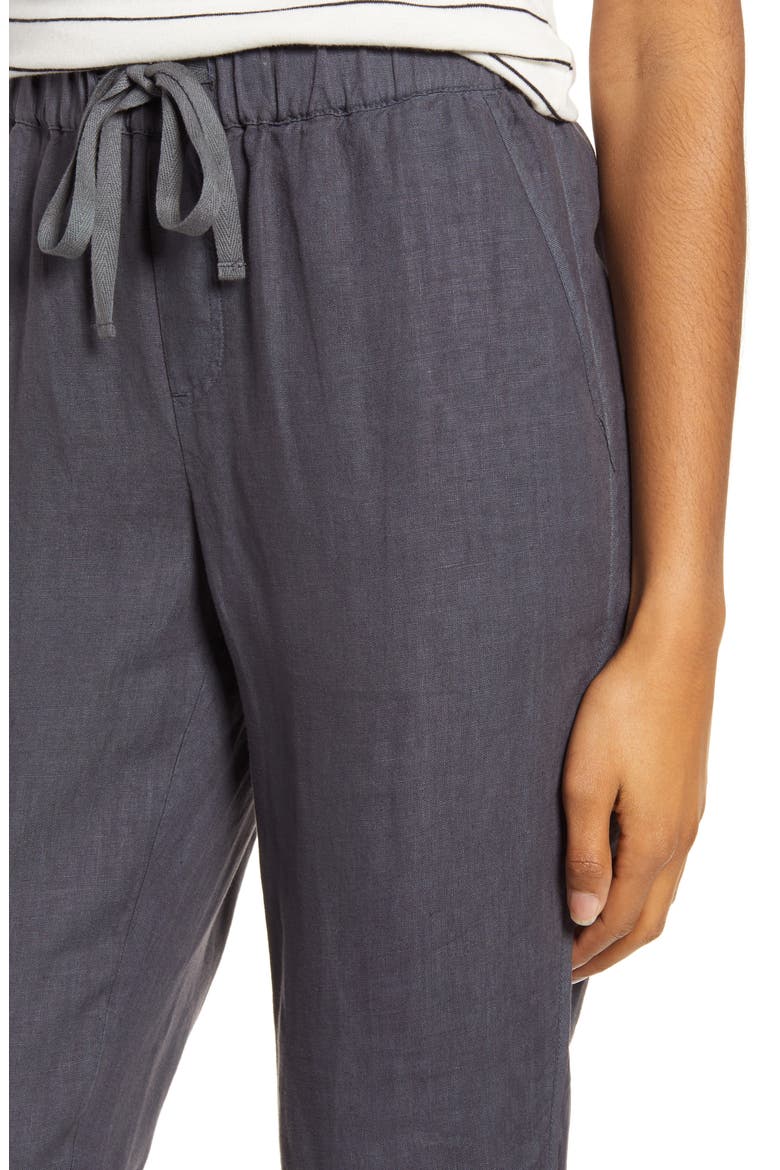 Tulip Hem Linen Pants, Alternate, color, GREY EBONY