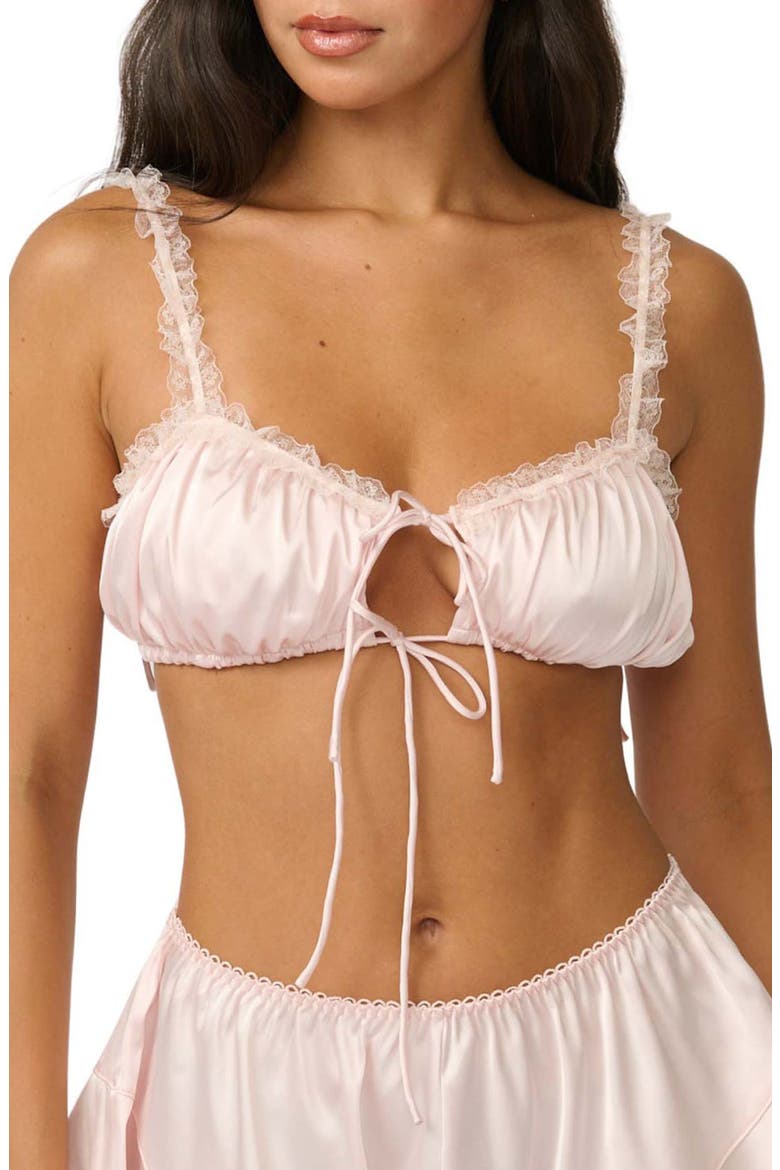 Lulu Ruffle Underwire Lace Trim Bra, Main, color, BALLERINA