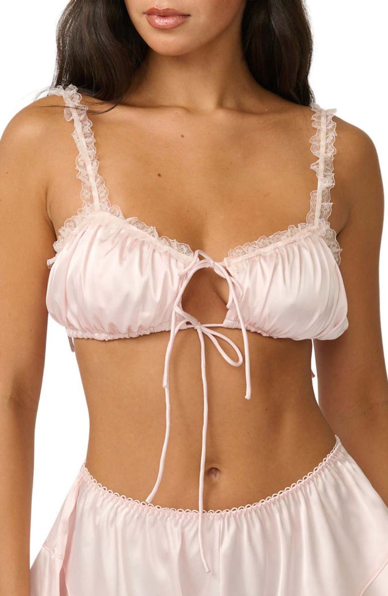 Kat The Label Lulu Ruffle Underwire Lace Trim Bra, Main, color, Ballerina