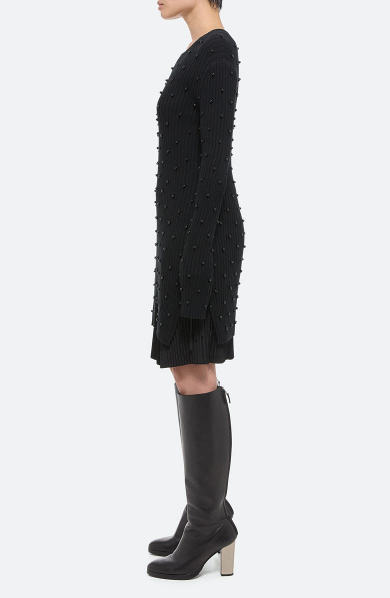 Helmut Lang Beaded Rib Long Sleeve Organic Cotton Sweater Dress, Alternate, color, 
