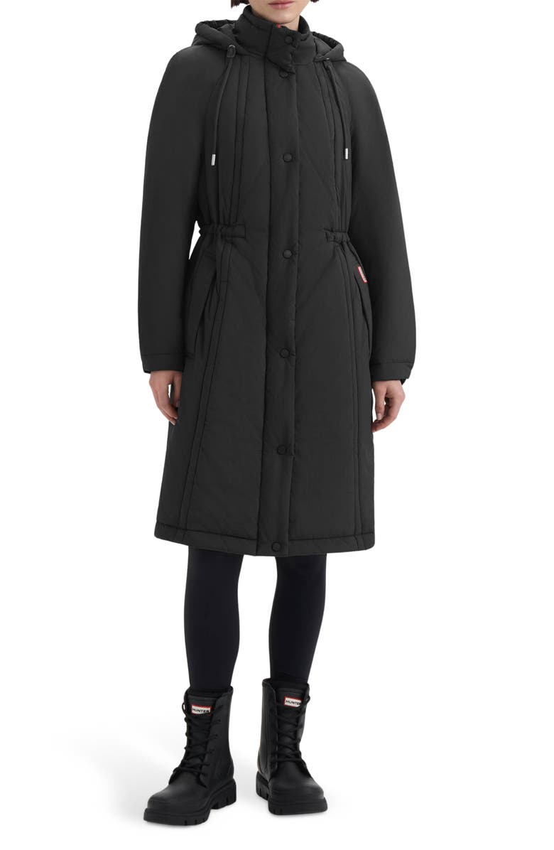 Hunter Isabelle Water Repellent Crinkle Padded Coat, Main, color, Black