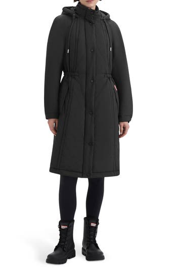 Hunter Isabelle Water Repellent Crinkle Padded Coat In Black