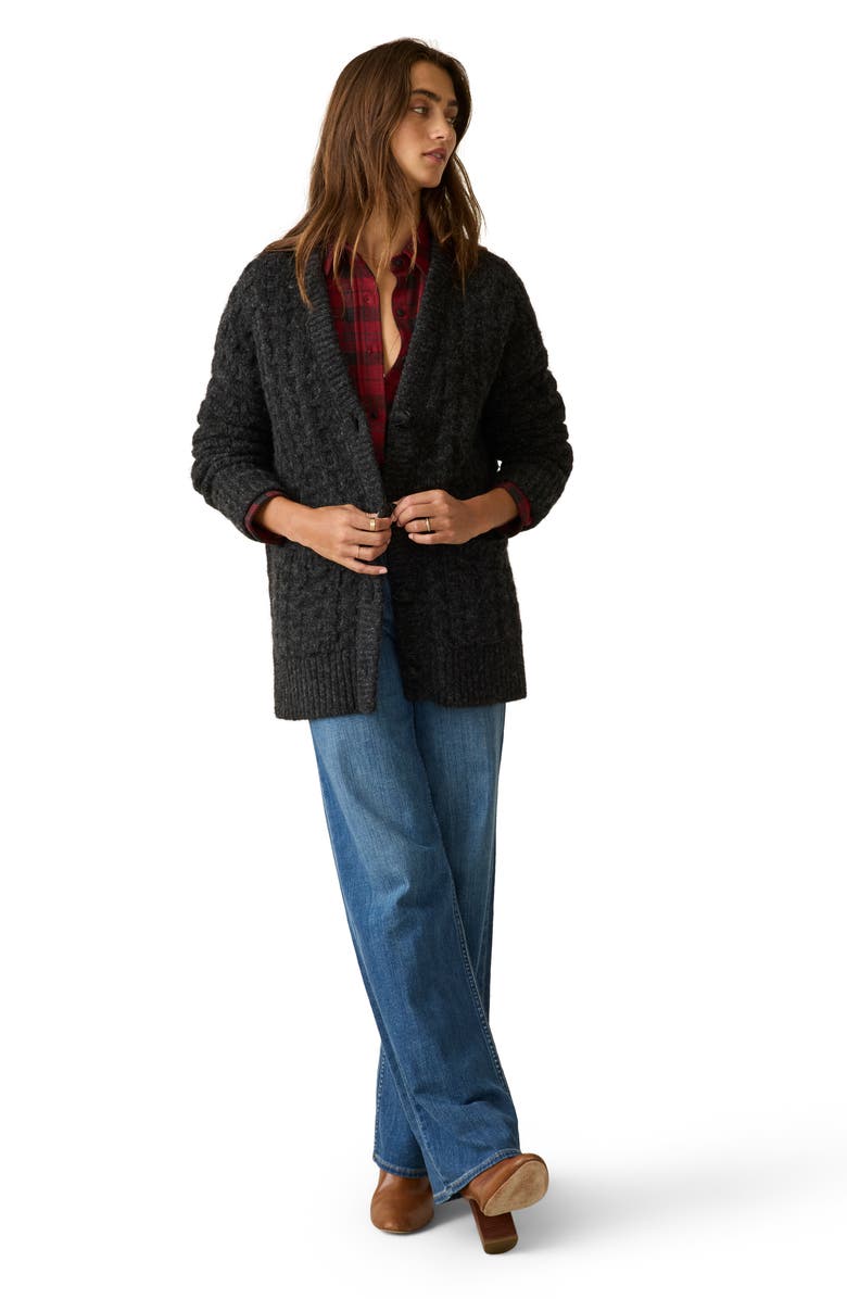 Faherty Basket Weave Baby Alpaca & Wool Blend Cardigan, Alternate, color, Charcoal