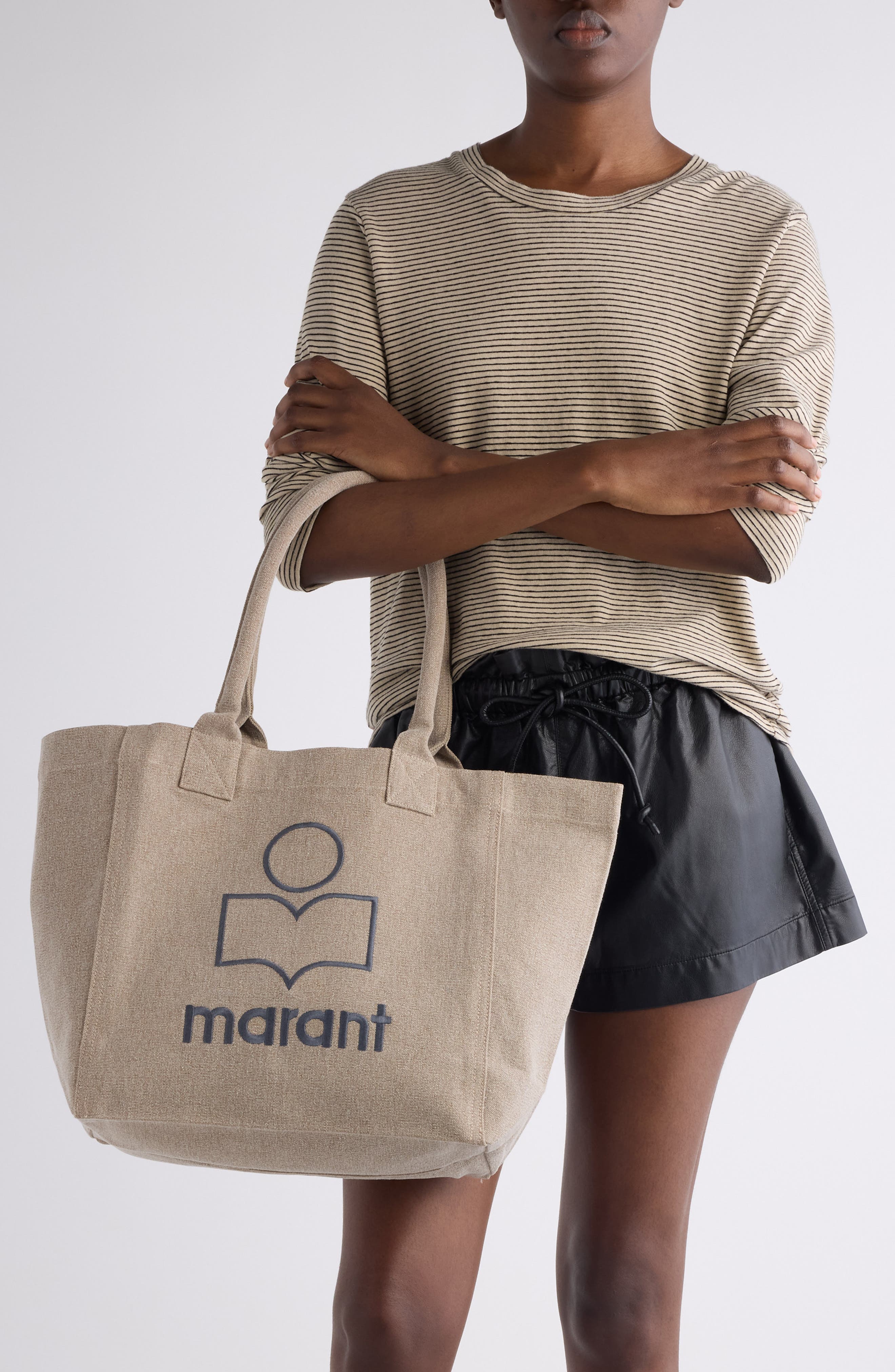 Isabel Marant Small Yenky Canvas Tote, Alternate, color, Beige/ Anthracite