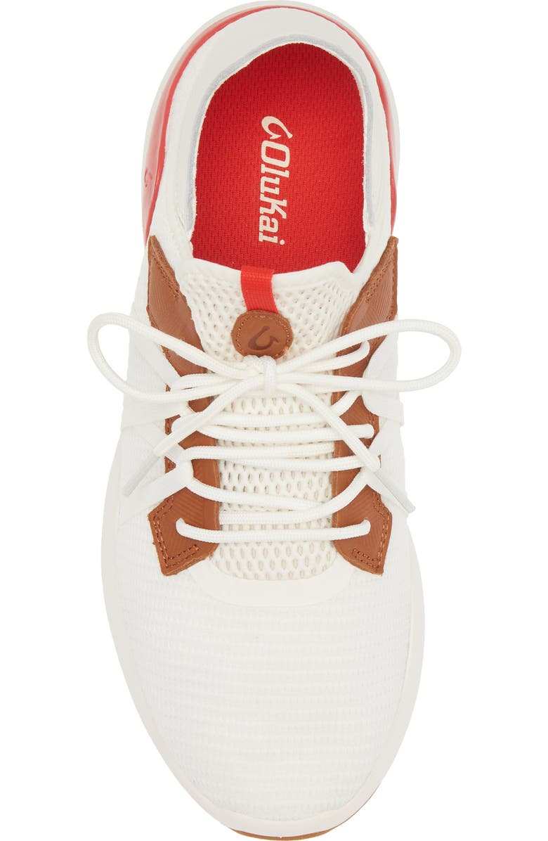 OluKai Mio Li Sneaker, Alternate, color, Bright White / Red Lava