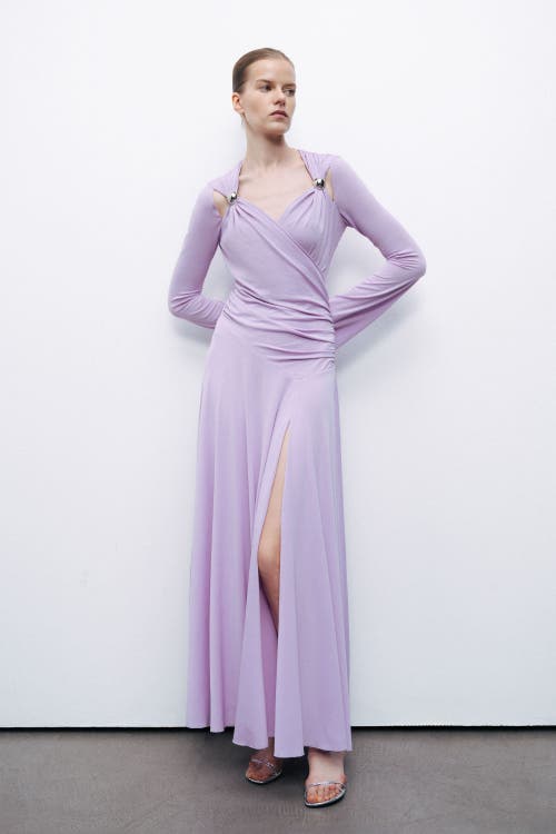 NOCTURNE NOCTURNE LONG SLEEVE MAXI DRESS WITH ACCESSORY DETAIL