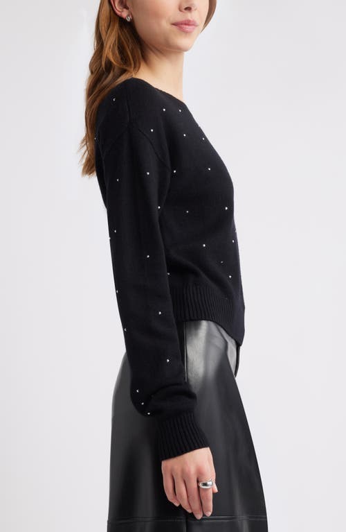 Open Edit Rhinestone Sweater In Black