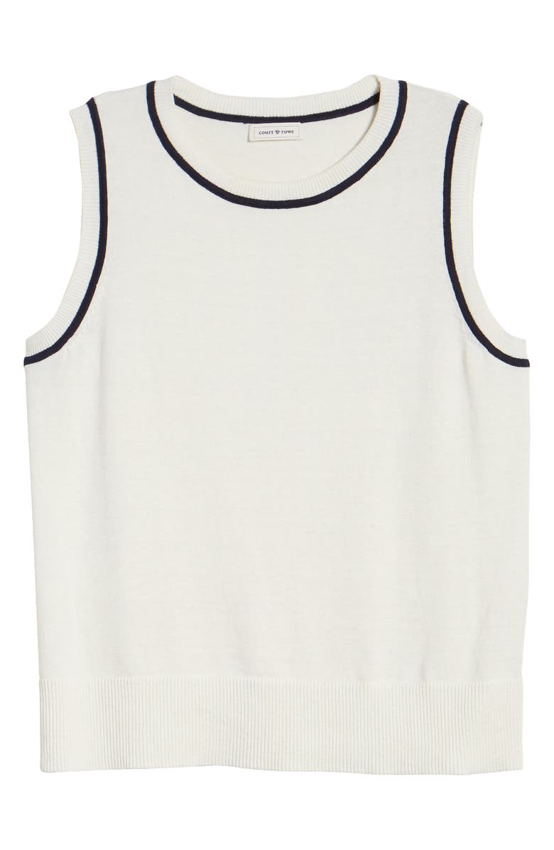 Court & Rowe Tipped Cotton & Silk Sleeveless Sweater, Alternate, color,
