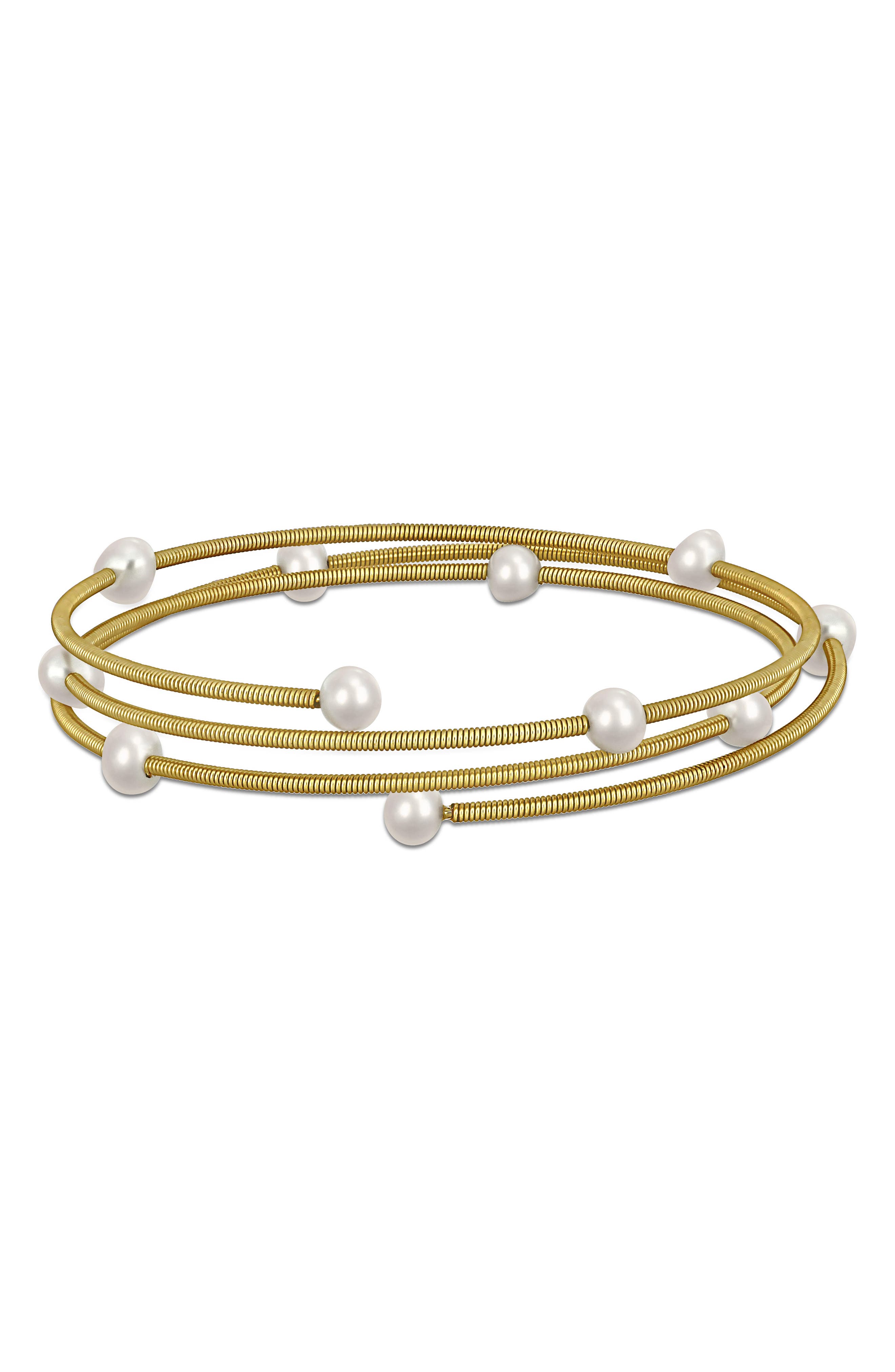 DELMAR Cultured Pearl Coiled Wrap Bracelet
