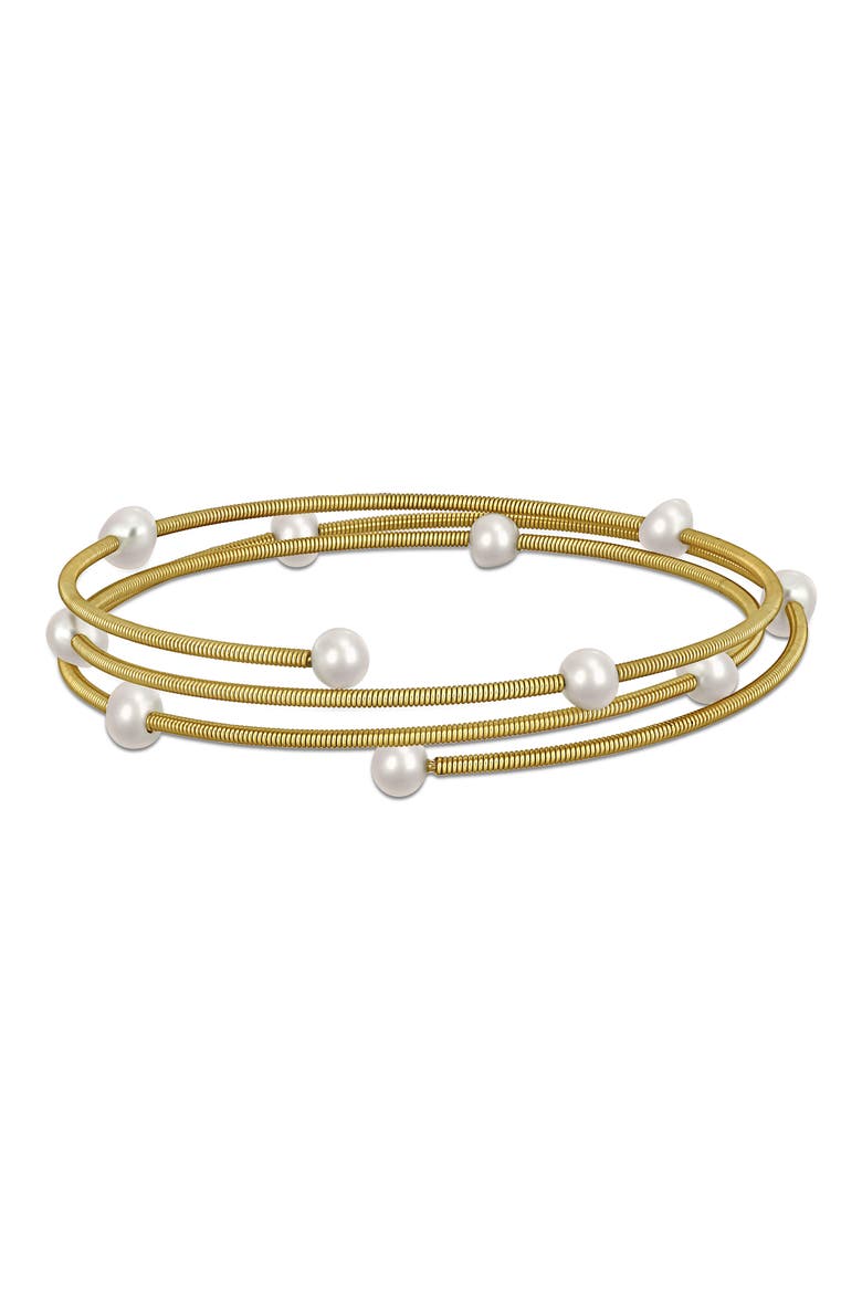 Cultured Pearl Coiled Wrap Bracelet, Main, color, GOLD