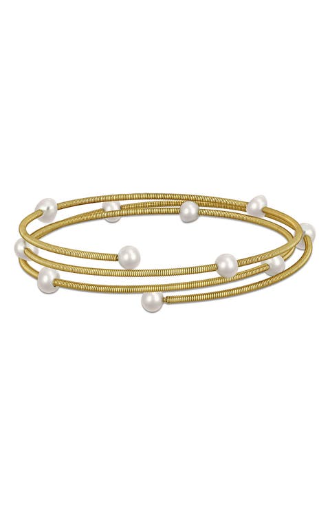 Cultured Pearl Coiled Wrap Bracelet