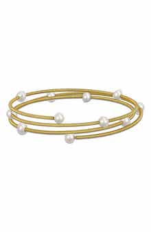 DELMAR Cultured Pearl Coiled Wrap Bracelet