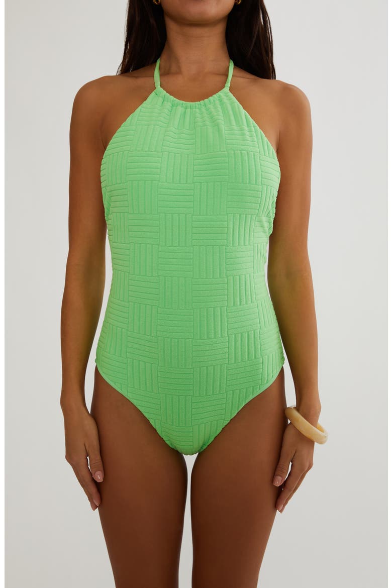 Kristy Halter One-Piece Swimsuit, Alternate, color, LIME GREEN