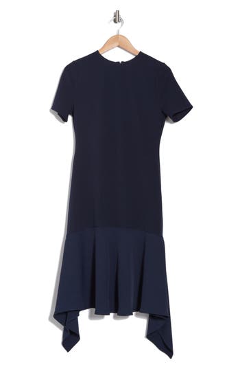 Nordstrom Rack Mixed Media Midi Dress In Navy Blazer