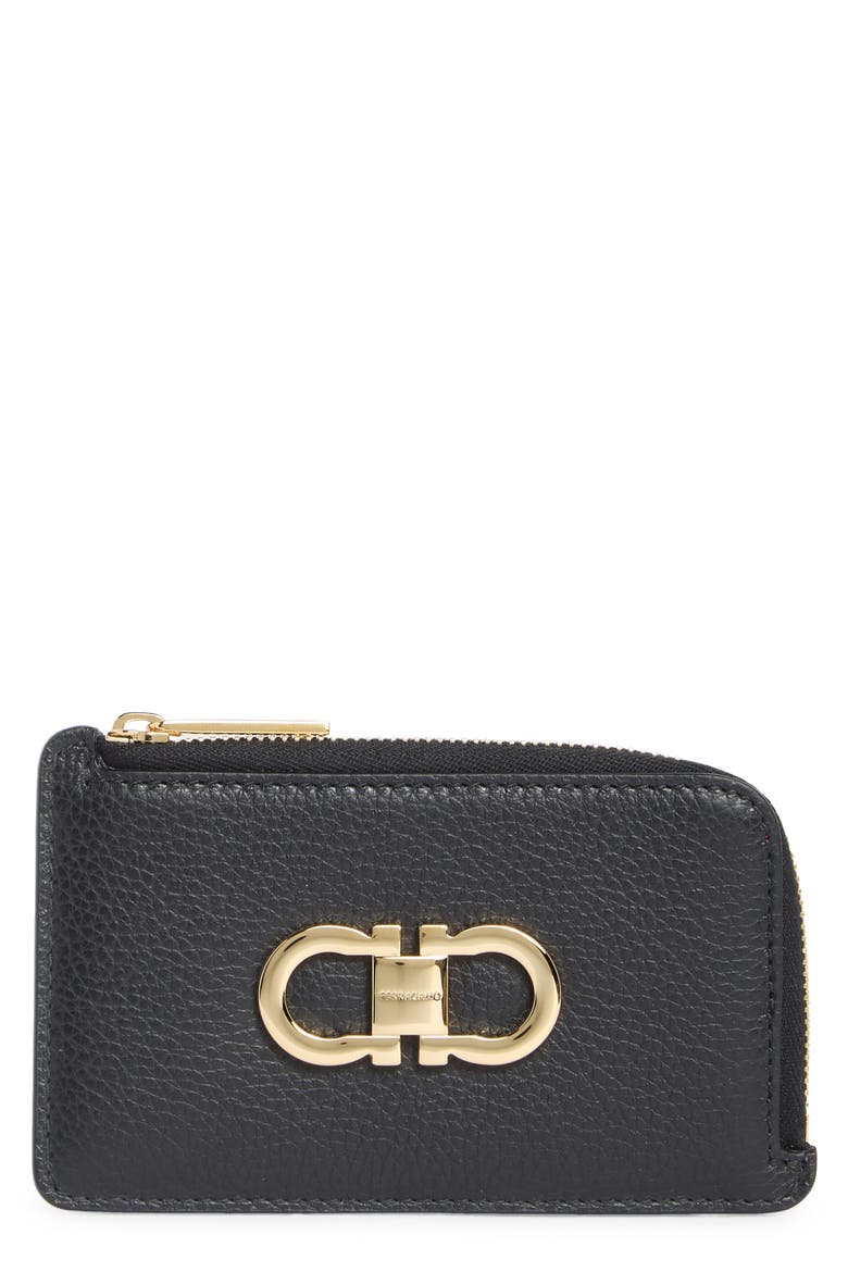 Portacarte Leather Card Holder, Main, color, NERO FLAME RED