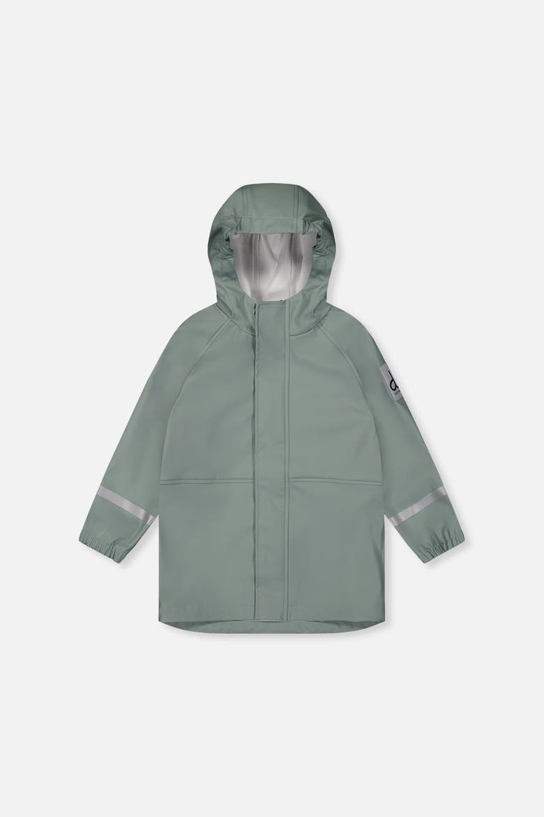 Color Block Hooded Reflective Rain Jacket, Main, color, Sage Green