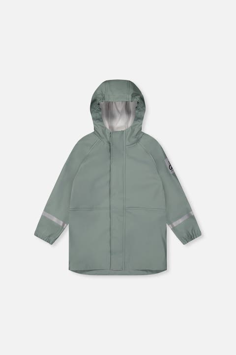 Color Block Hooded Reflective Rain Jacket