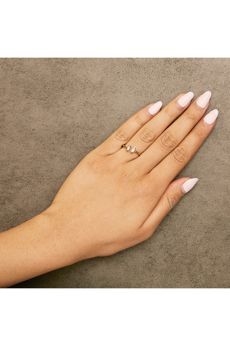 14K Yellow Gold Plated Sterling Silver 1/5 Ctw Baguette Diamond Open Band Ring, Alternate, color, Yellow Gold over Silver