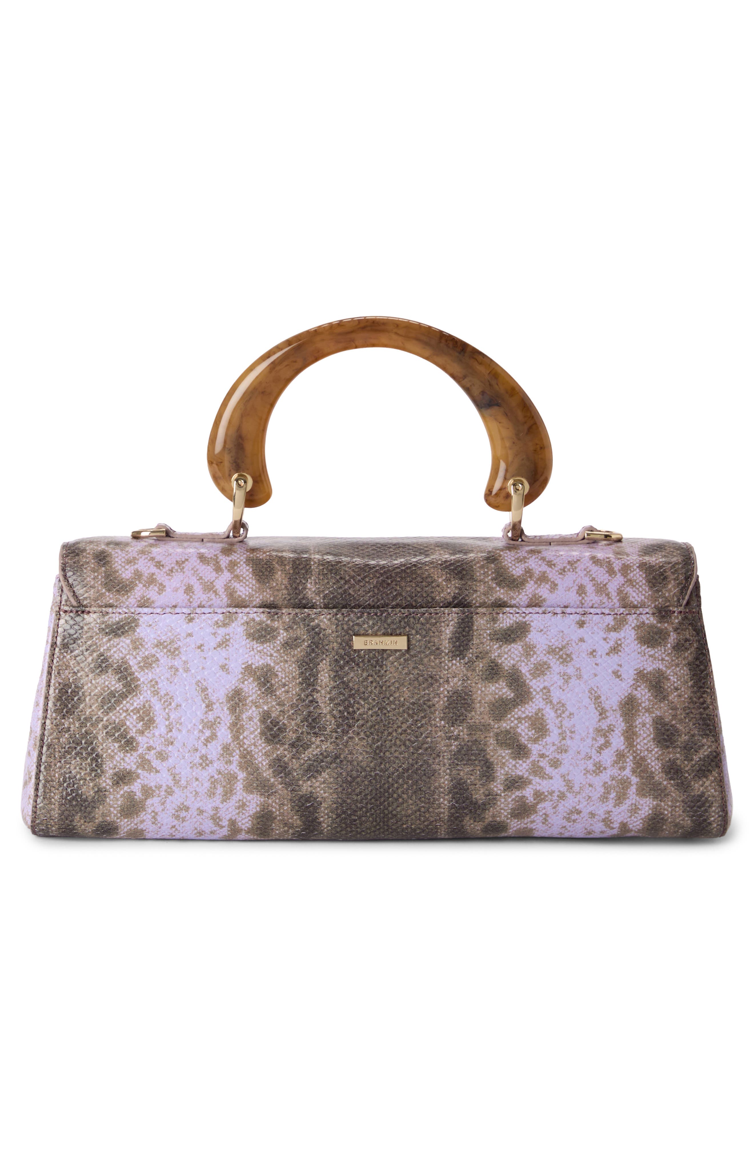 Brahmin Dayan Snakeskin Embossed Leather Satchel, Alternate, color, Sheer Lavender