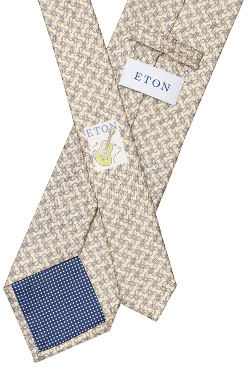 Eton Yellow Vine Print Silk Tie In Neutral