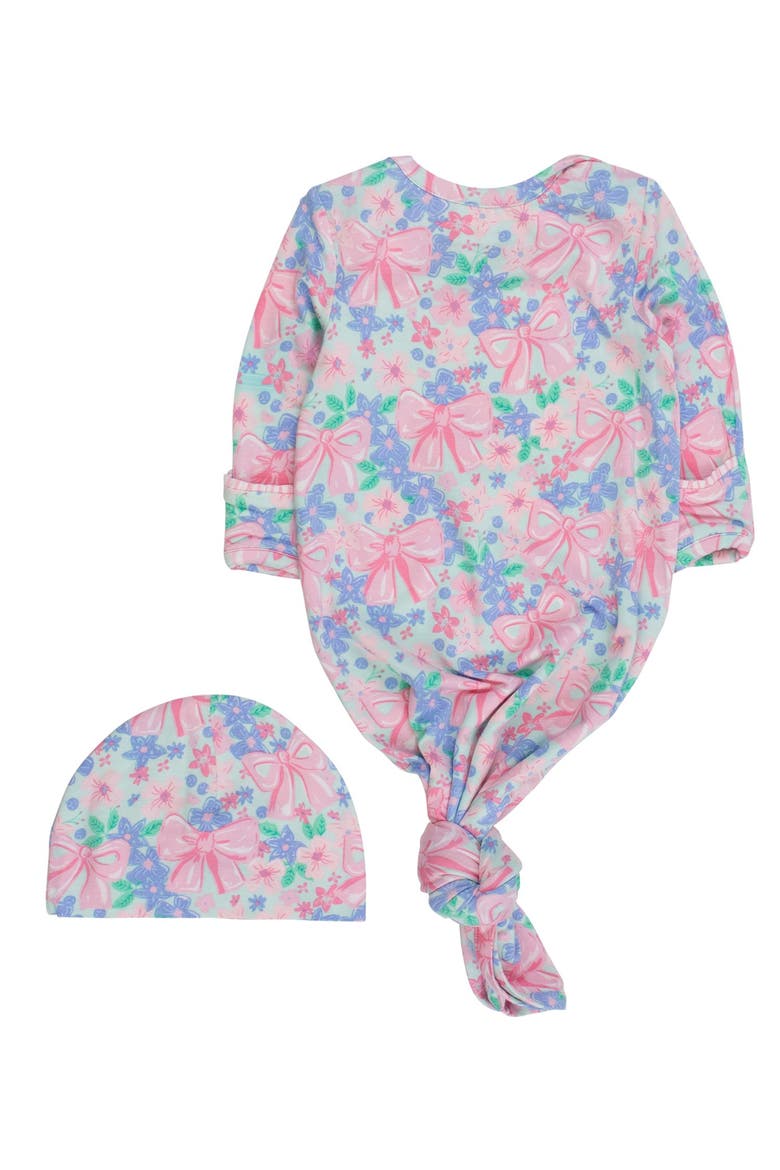 Ruffle Knotted Sleep Gown & Hat Set, Alternate, color, Bow Blooms