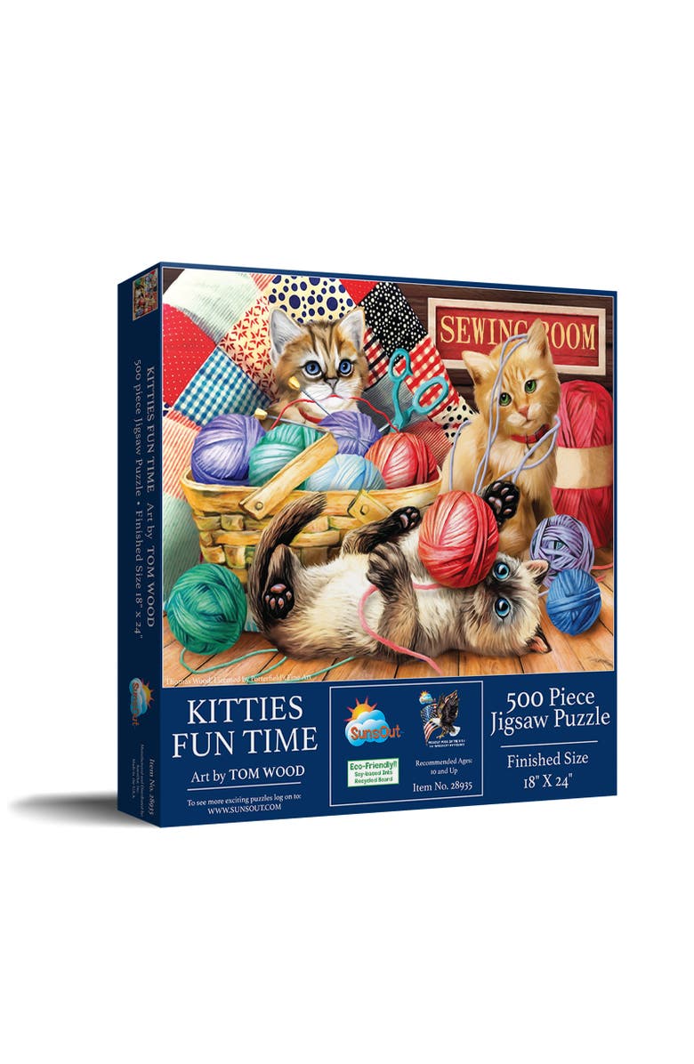 Sunsout Kitties Fun Time 500 piece Jigsaw Puzzle for Adults, Main, color, Multicolor