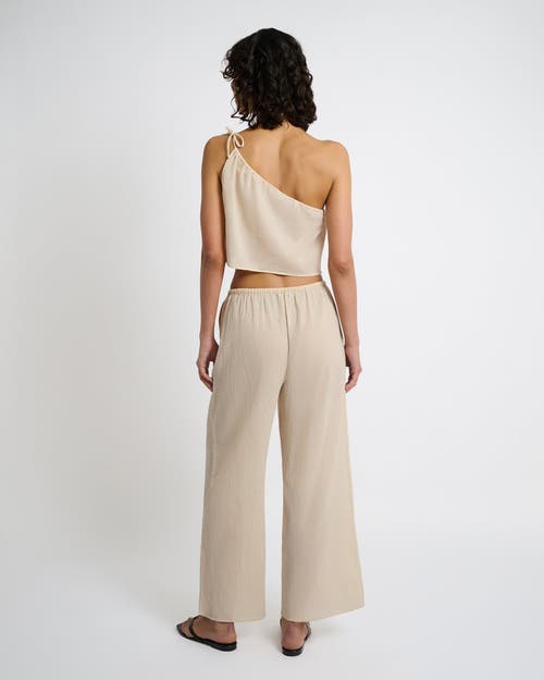 Shop Onia Crinkle Gauze One-shoulder Top In Sandshell