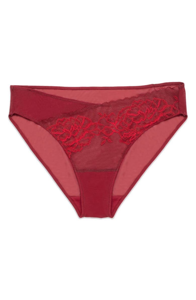Natori Flora Bikini, Alternate, color, Dk Red/ Bonfire