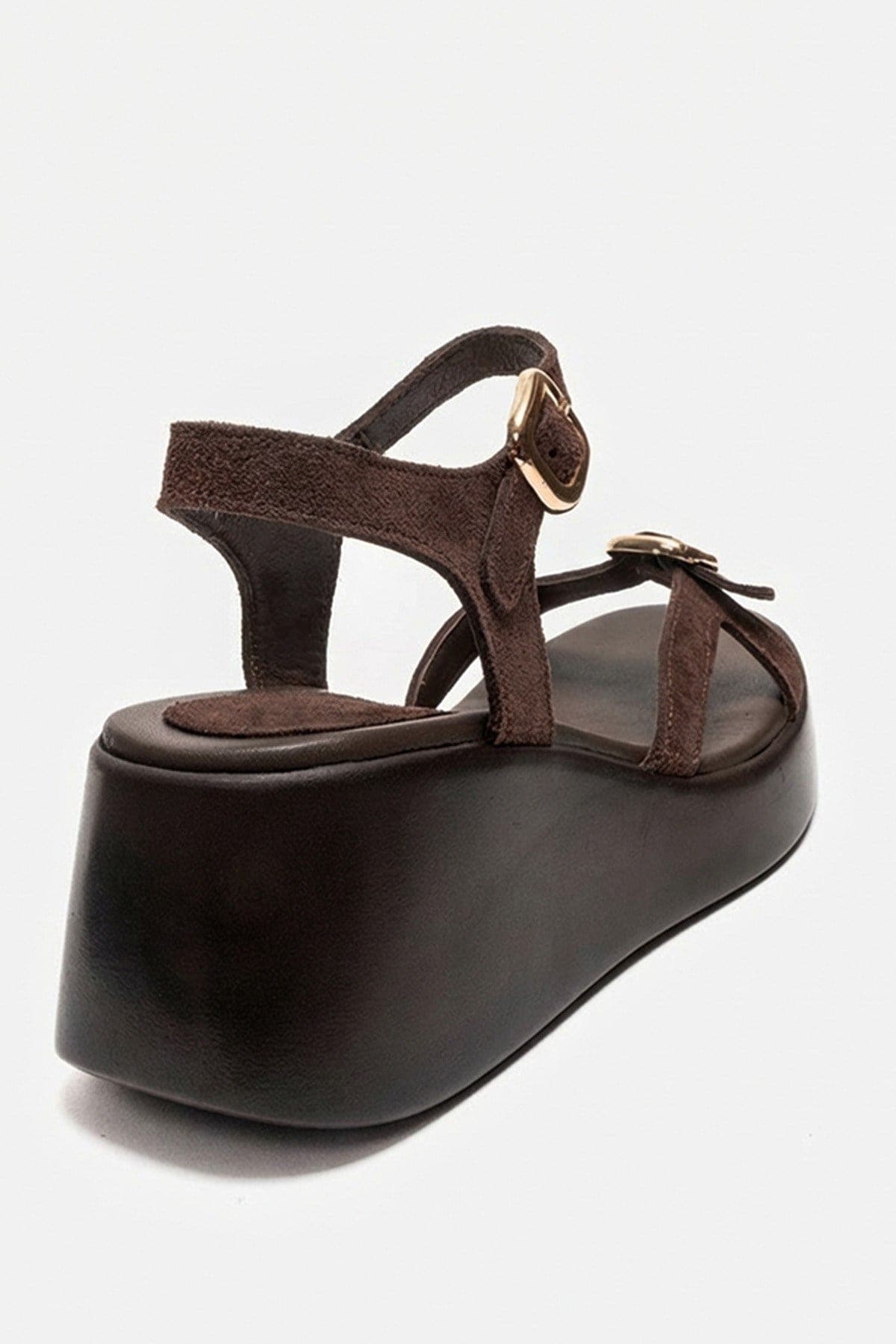 Forever & Always Shoes Kalia Leather Wedge Sandal, Alternate, color, Brown Suede